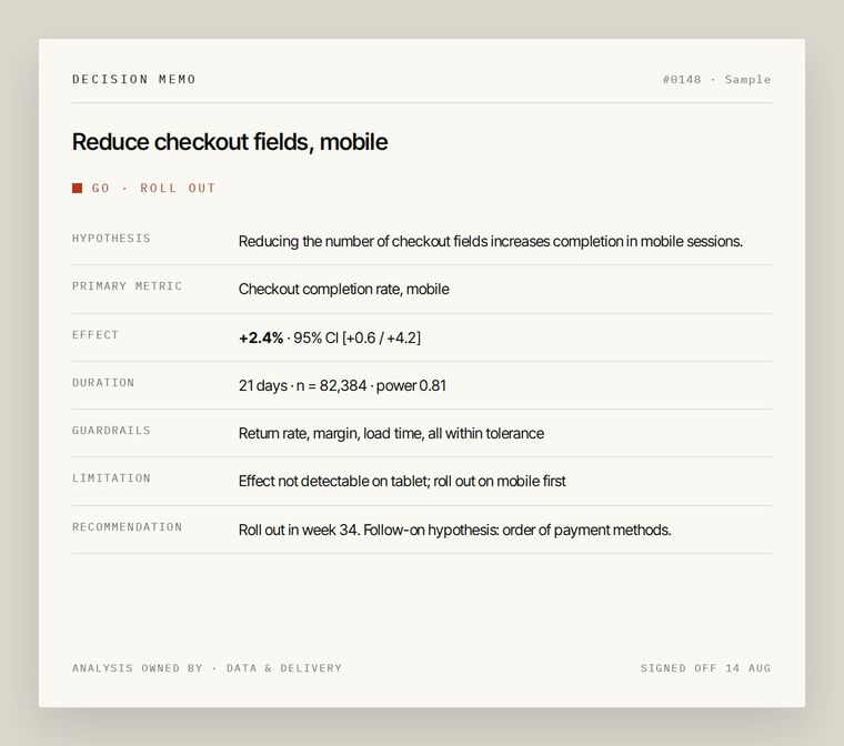 Decision Memo, sample document